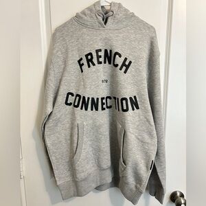 French Connection Light Gray Hoodie with Black Lettering